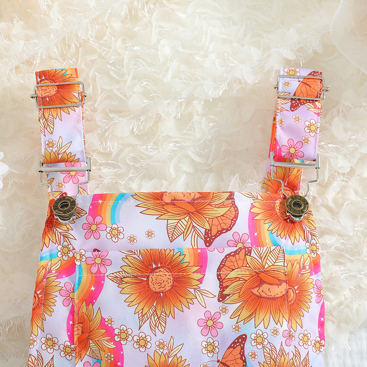 Girls Printed Square Neck Cotton Basic Jumpsuit