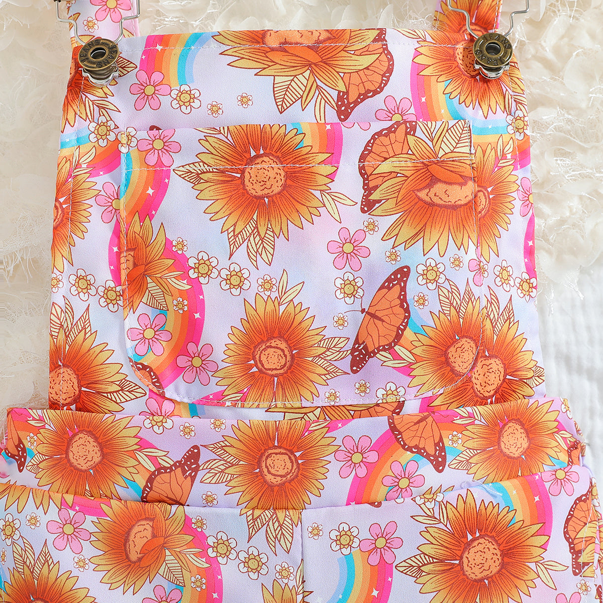 Girls Printed Square Neck Cotton Basic Jumpsuit