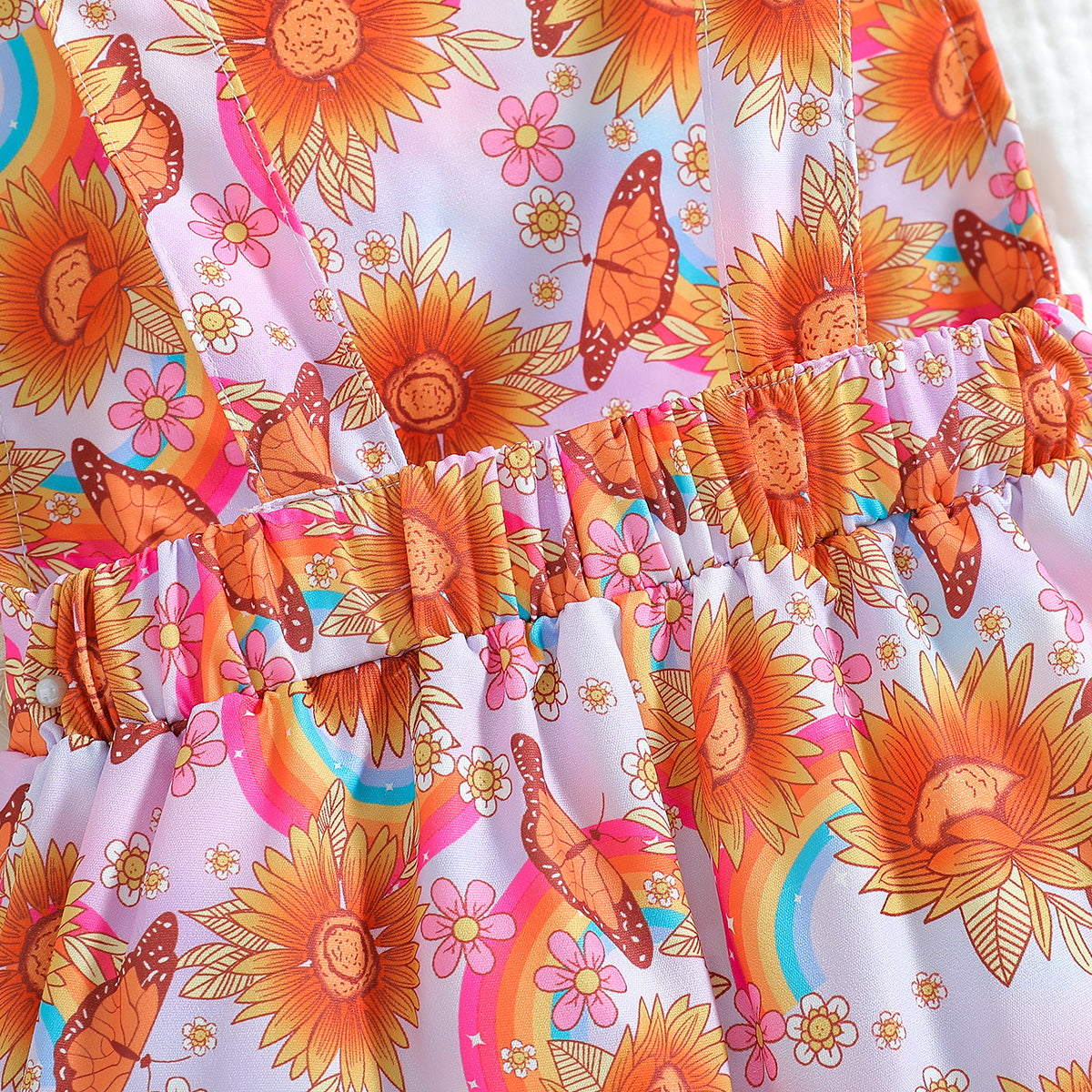 Girls Printed Square Neck Cotton Basic Jumpsuit