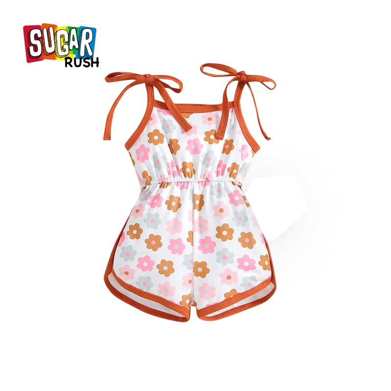 Infants Girls Floral Printed Cotton Romper