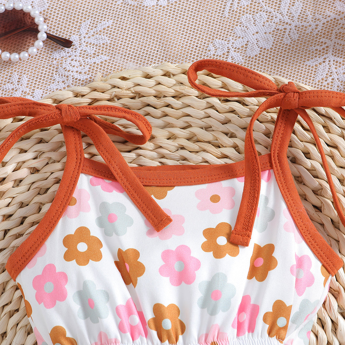 Infants Girls Floral Printed Cotton Romper