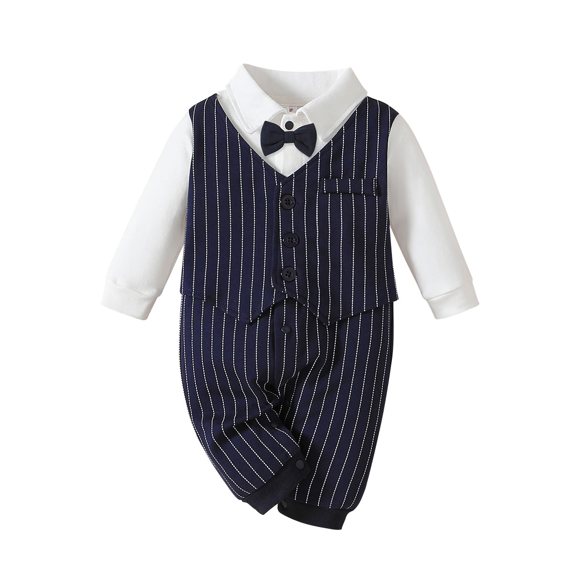 Boys Striped Cotton Rompers With Jacket