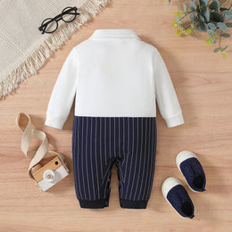 Boys Striped Cotton Rompers With Jacket