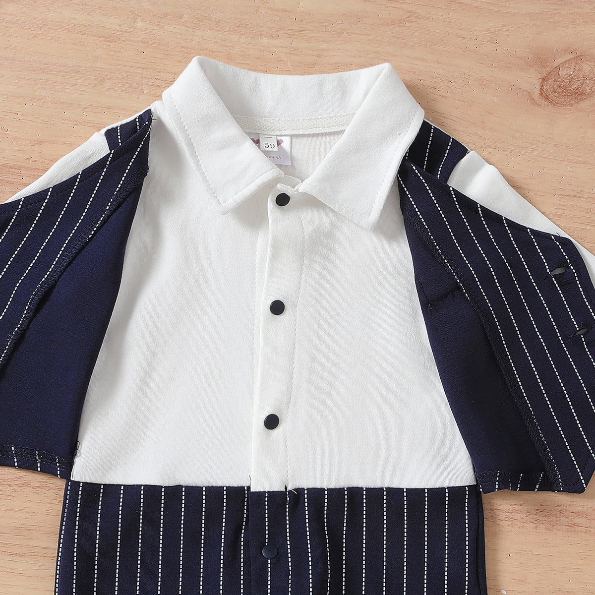 Boys Striped Cotton Rompers With Jacket