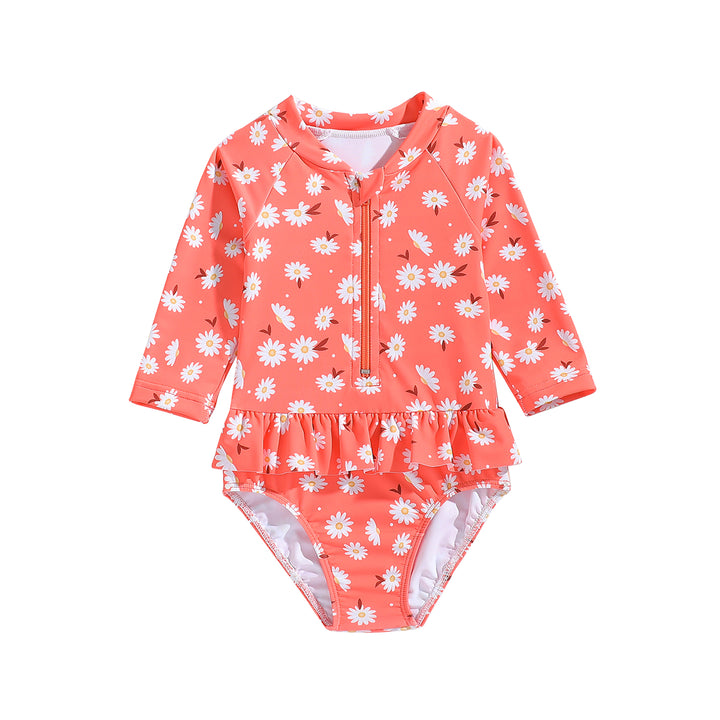 Girls Floral Printed Swimming Dress