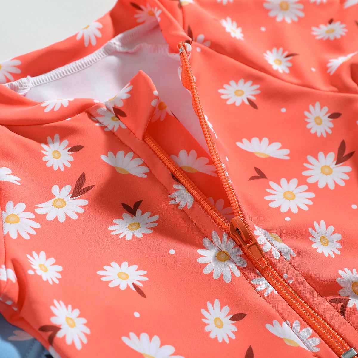 Girls Floral Printed Swimming Dress