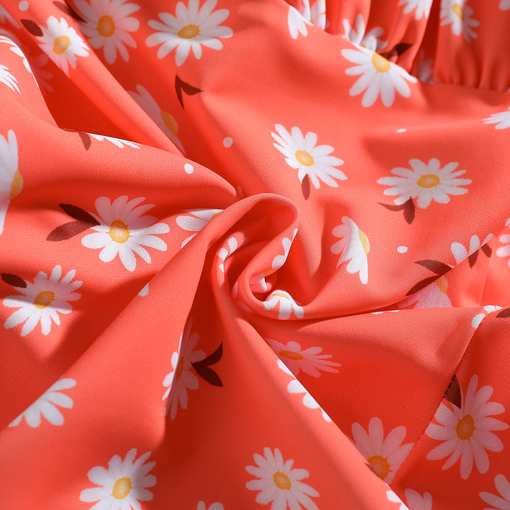 Girls Floral Printed Swimming Dress