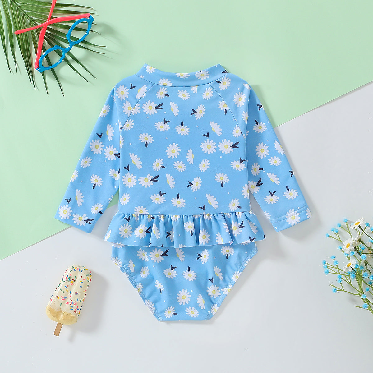 Girls Floral Printed Bodysuit