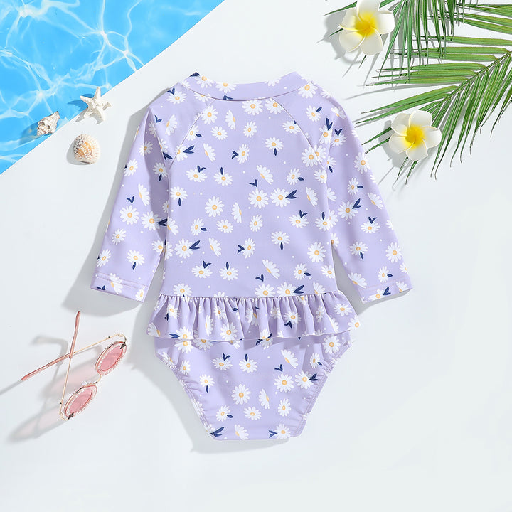 Girls Printed Swimwear With Attached Shorts