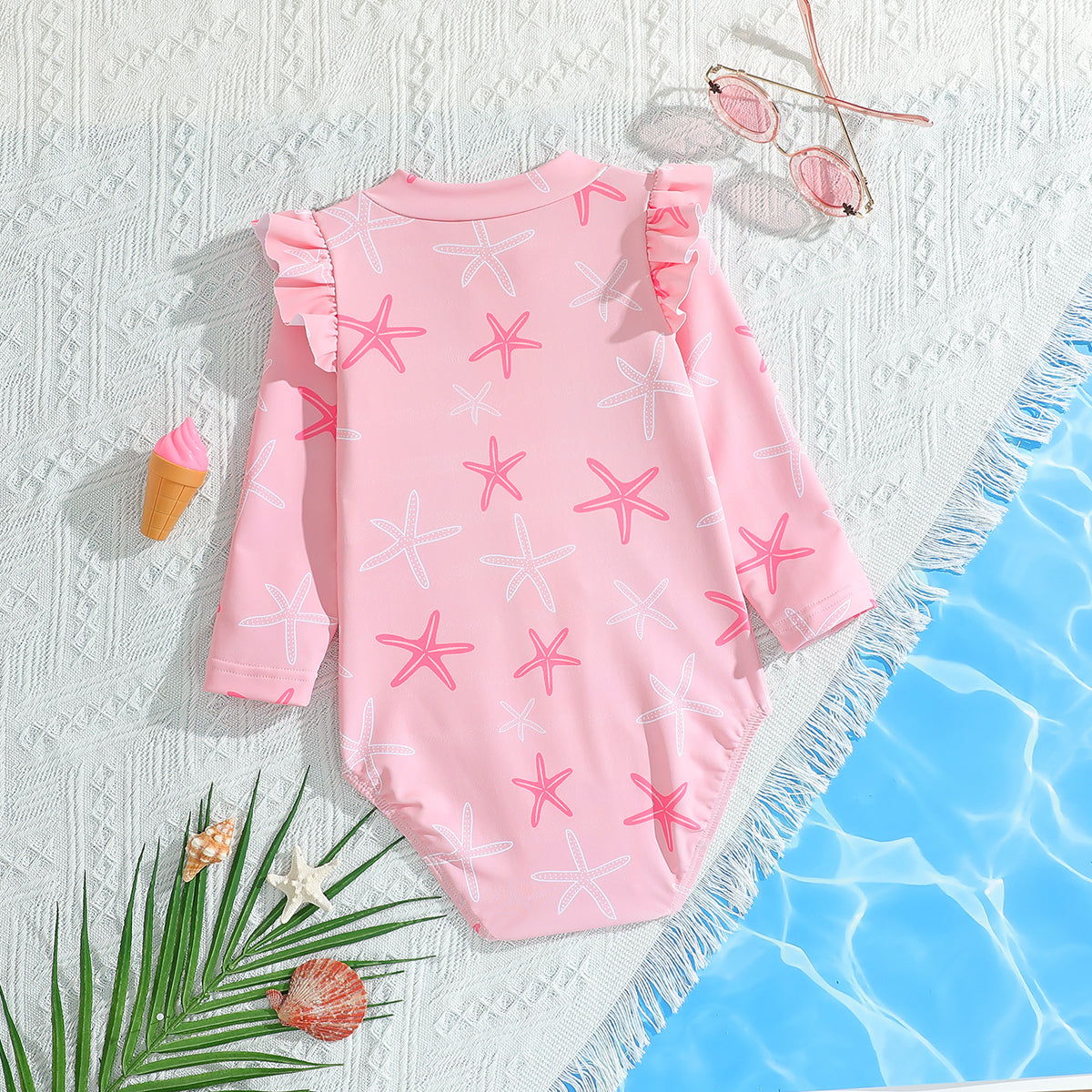 Girls Printed Round-Neck Bodysuit