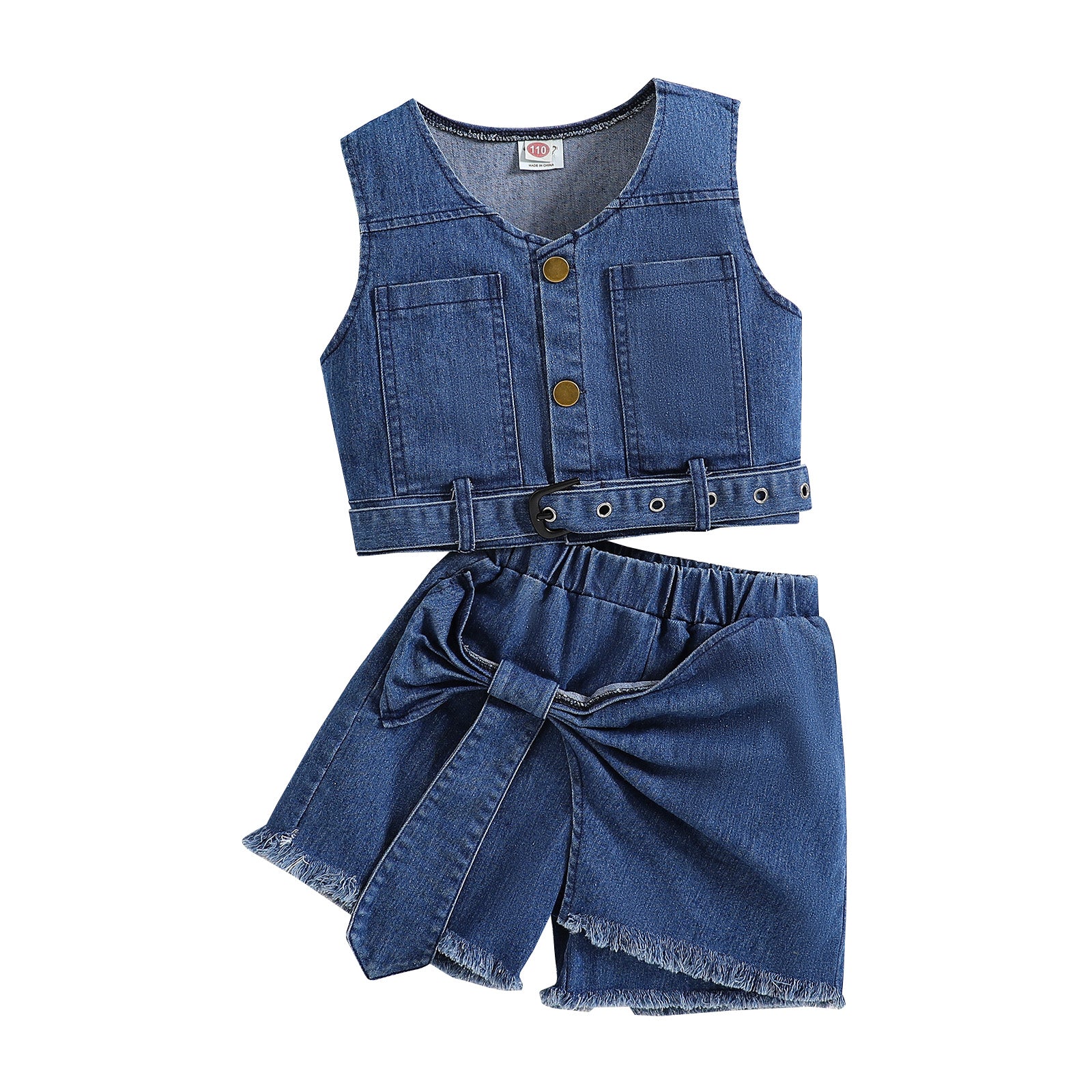 Girls V-Neck Top With Shorts