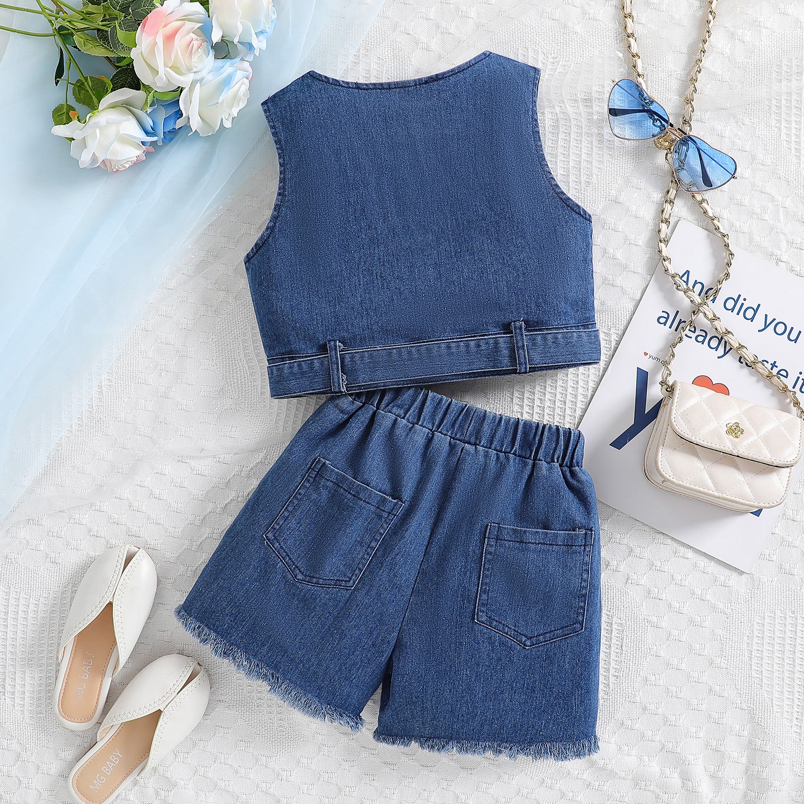 Girls V-Neck Top With Shorts