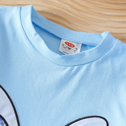 Boys Printed Round Neck T-shirt With Shorts