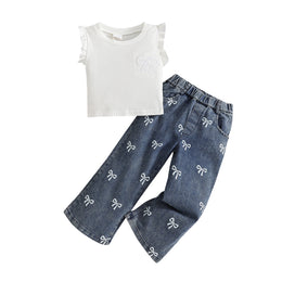 Girls Round Neck Top And Trousers