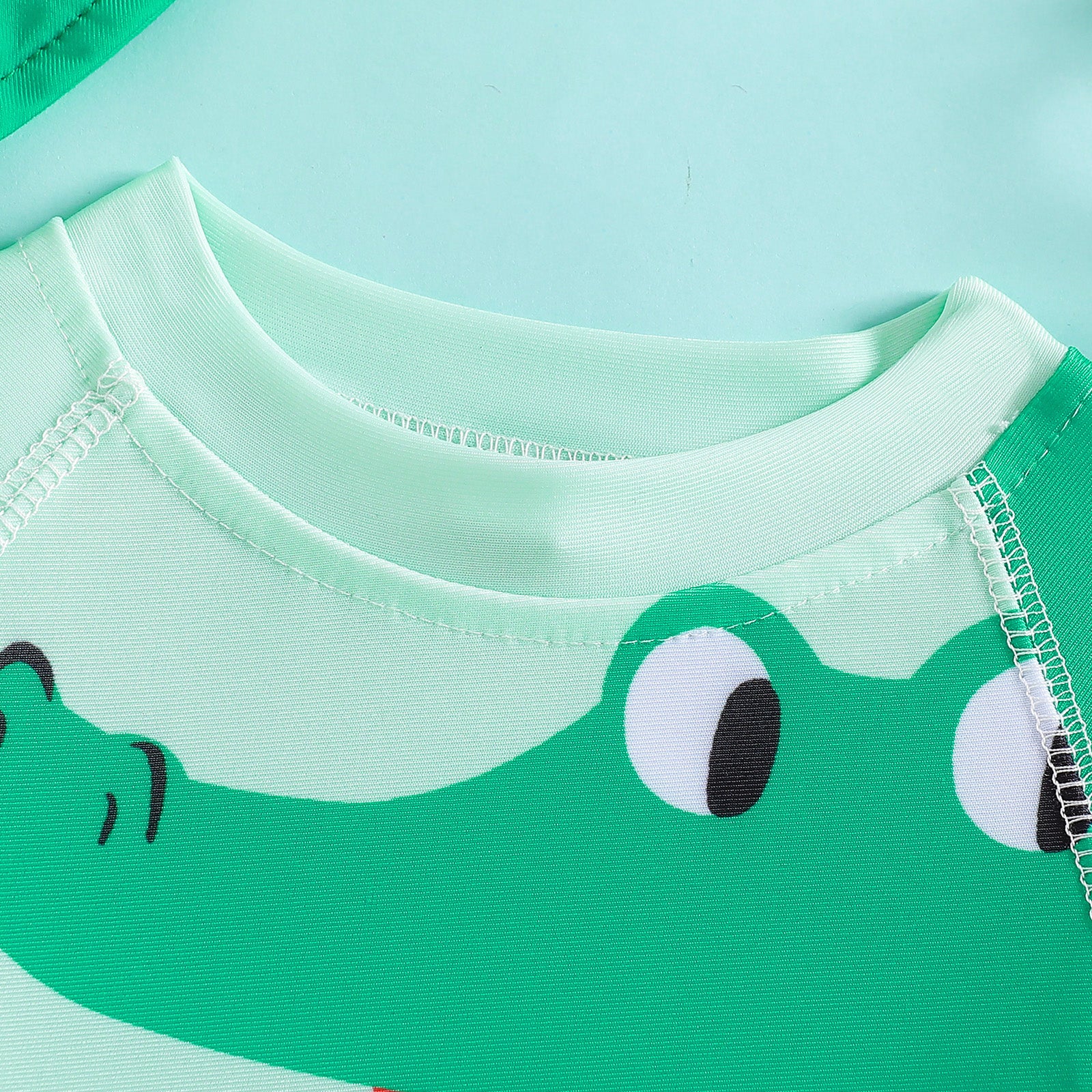 Boys Printed Round Neck Swimming Dress With Cap