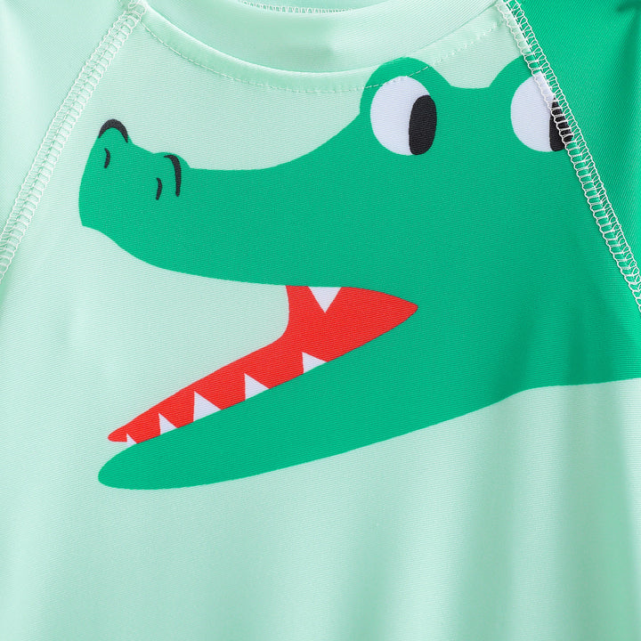 Boys Printed Round Neck Swimming Dress With Cap