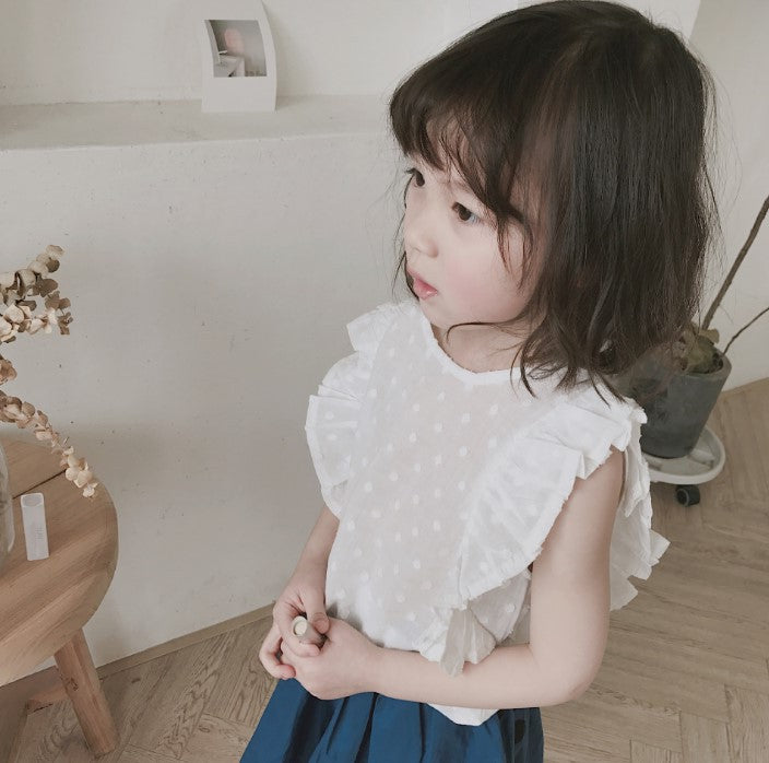 Girls Self Design Short Sleeves Pure Cotton Top With Skirt