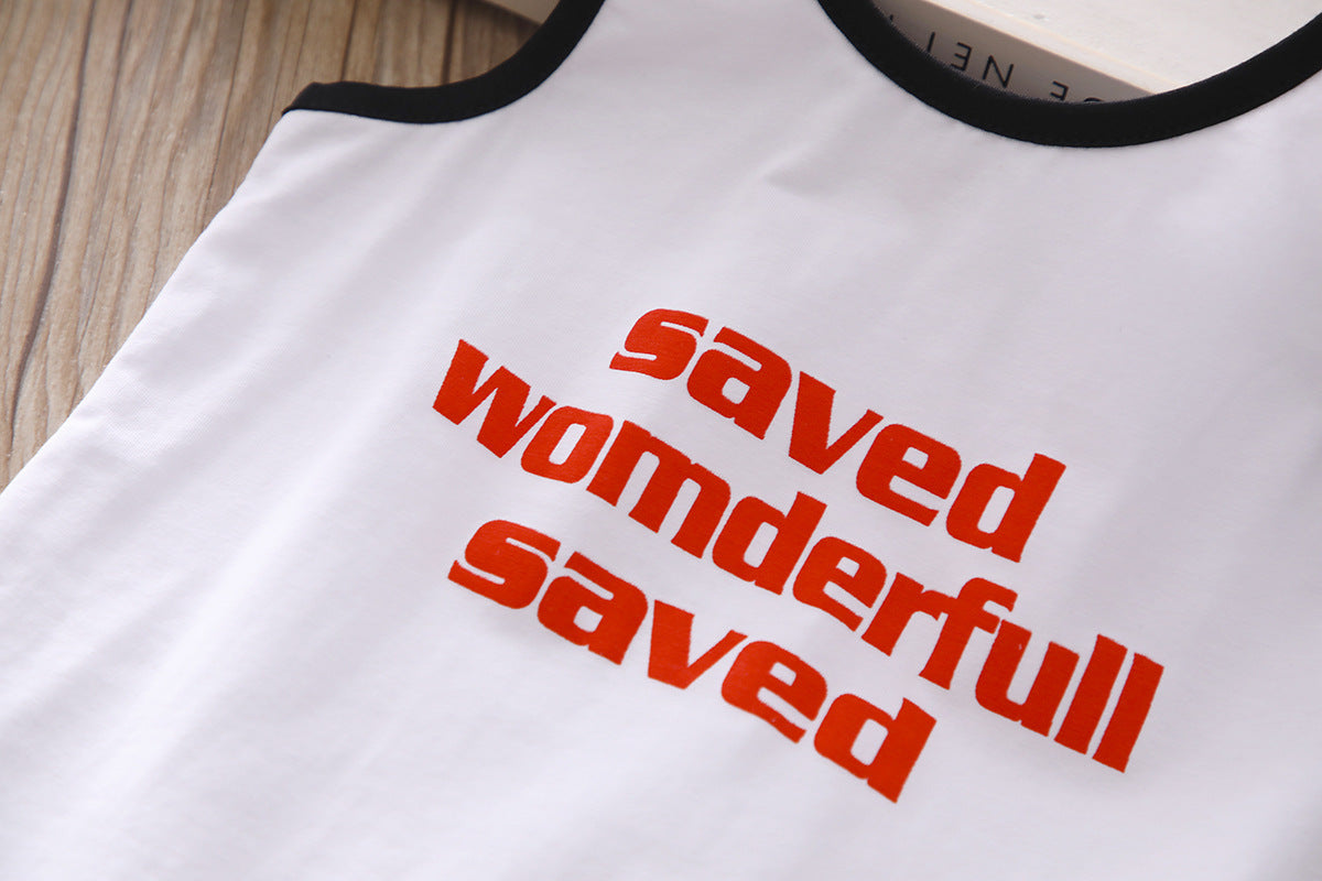 Girls Printed Round Neck T-shirt With Skirt