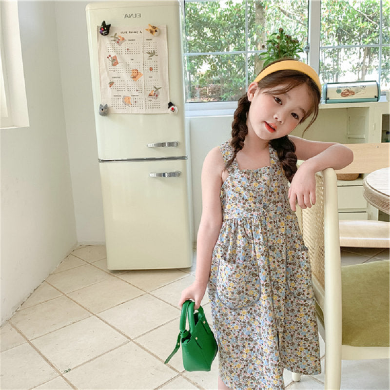 Girls Printed Fit-Flare Midi Dress