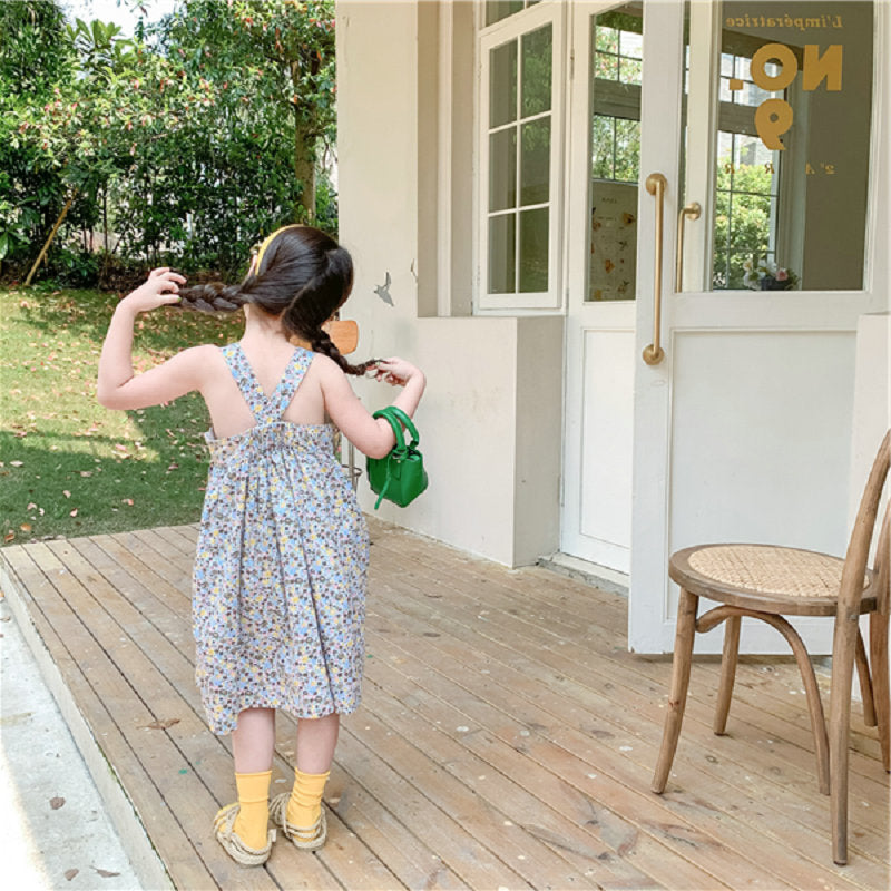 Girls Printed Fit-Flare Midi Dress
