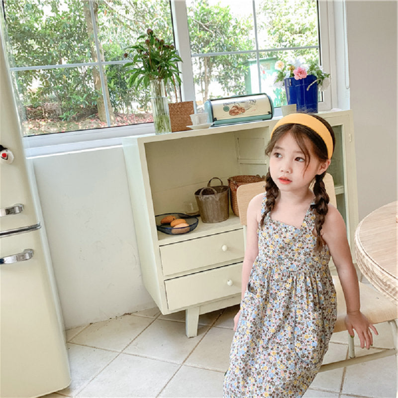 Girls Printed Fit-Flare Midi Dress