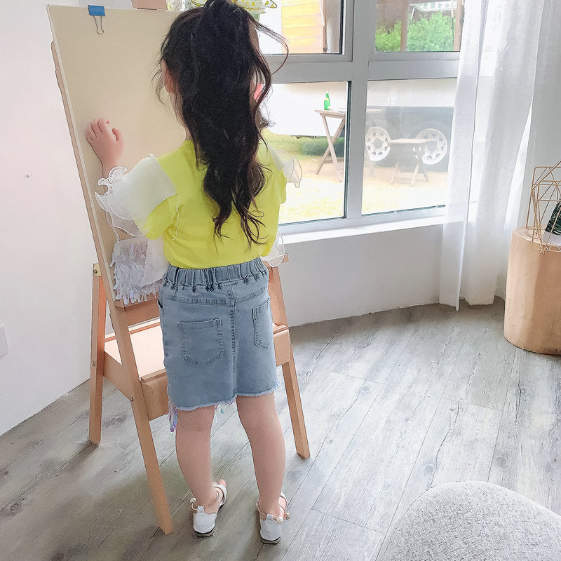 Girls Printed Top with Skirt