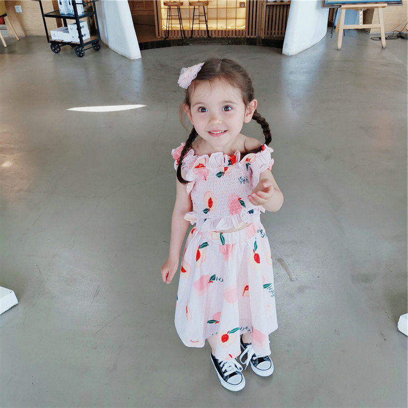 Girls Printed Top with Skirt