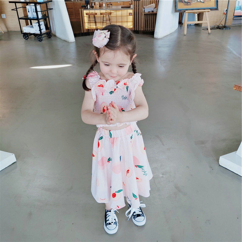 Girls Printed Top with Skirt