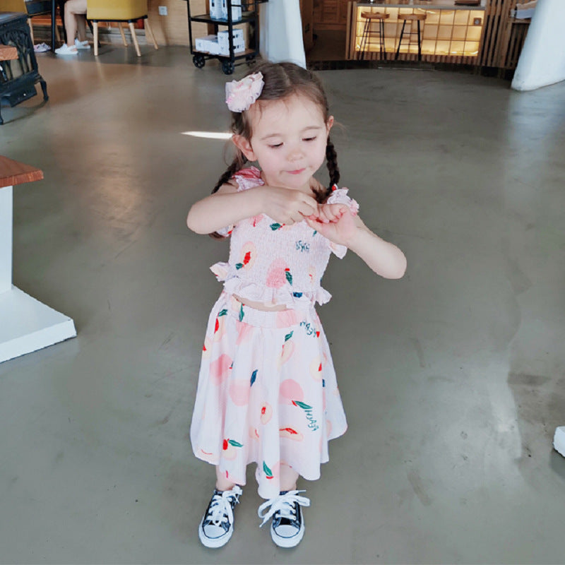 Girls Printed Top with Skirt