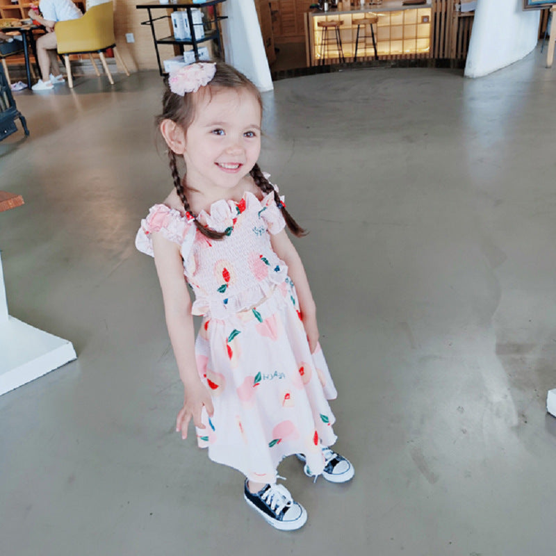 Girls Printed Top with Skirt