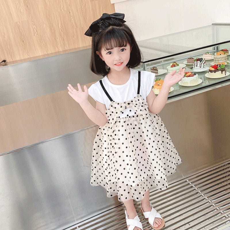Girls Polka Dot Print A-Line Dress