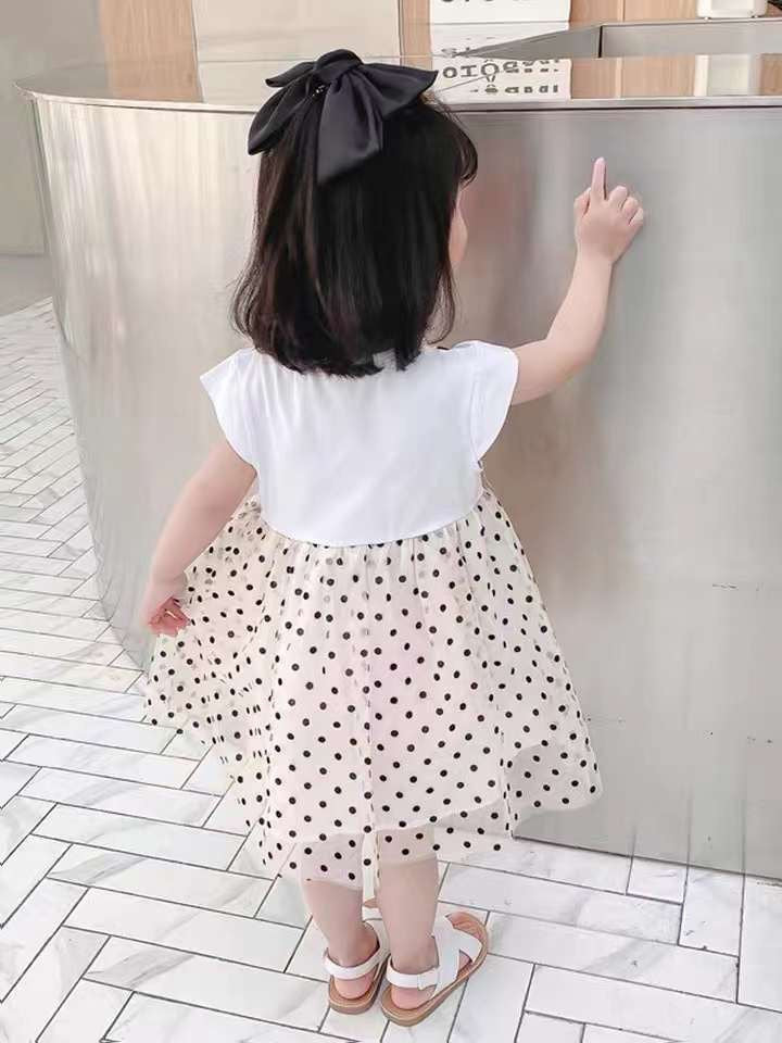Girls Polka Dot Print A-Line Dress