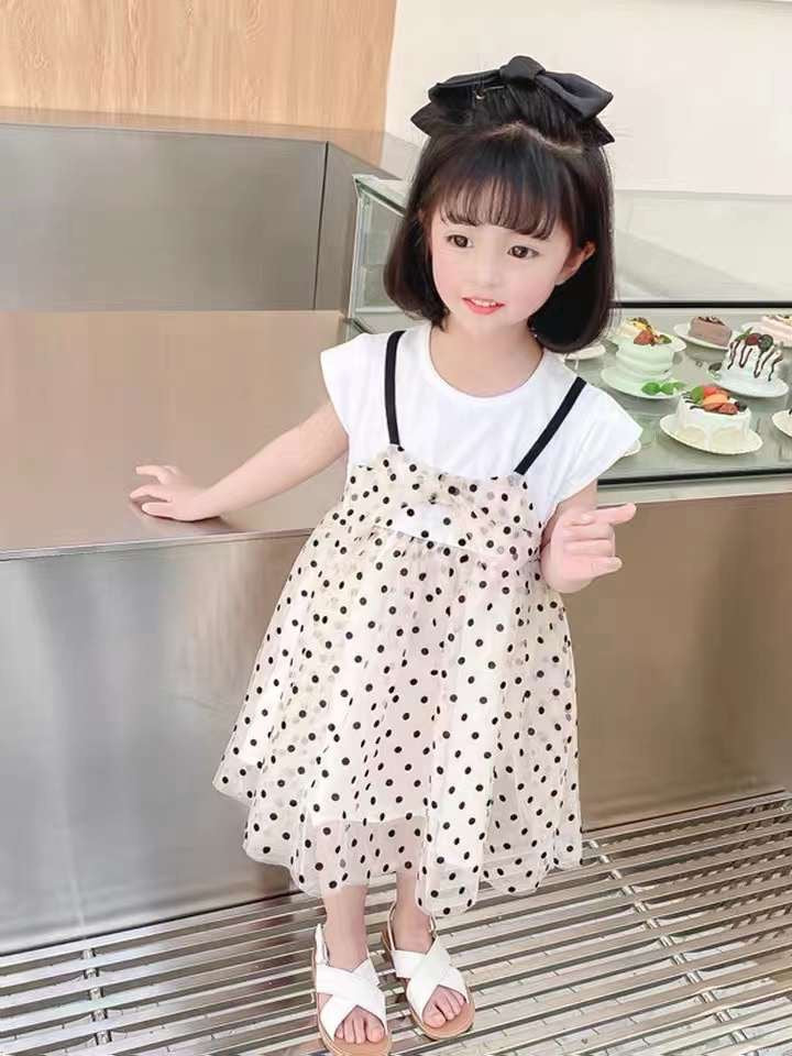 Girls Polka Dot Print A-Line Dress