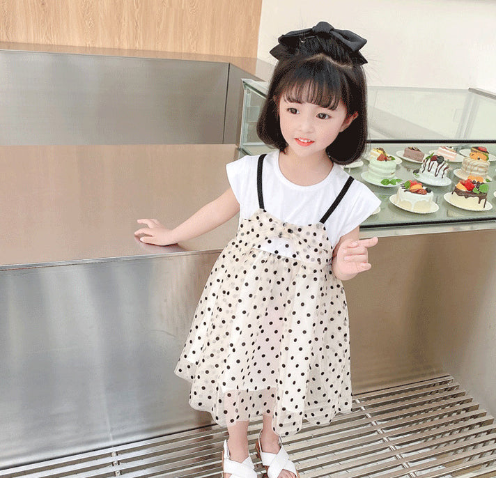 Girls Polka Dot Print A-Line Dress