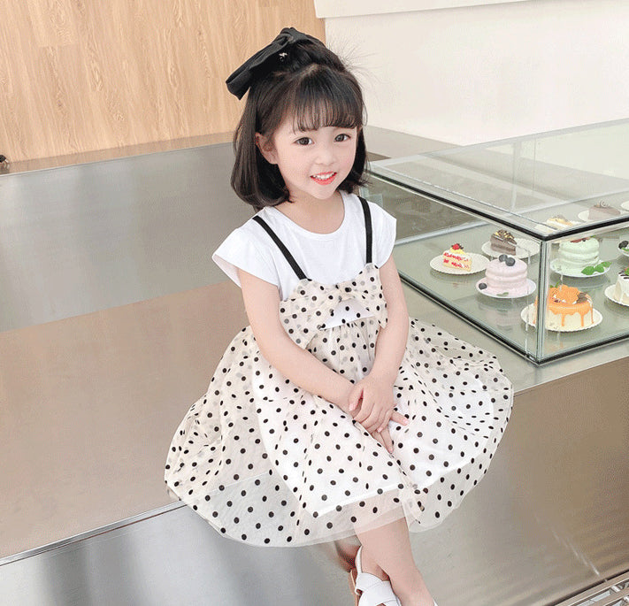 Girls Polka Dot Print A-Line Dress
