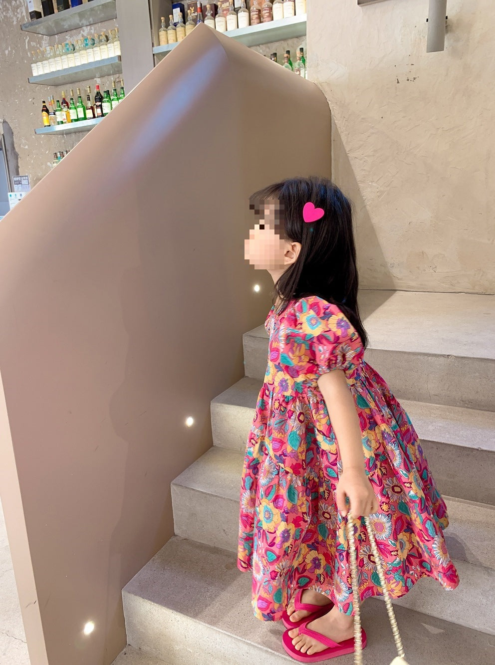 Girls Floral Printed Gathered or Pleated Cotton A-Line Dress
