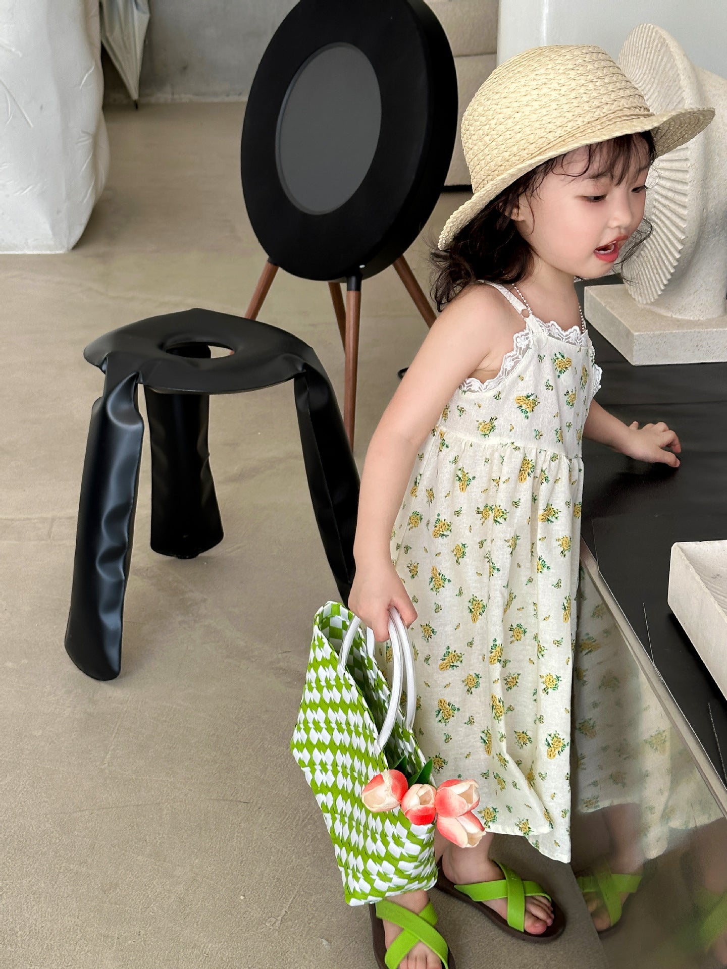 Girls Floral Printed A-Line Dress