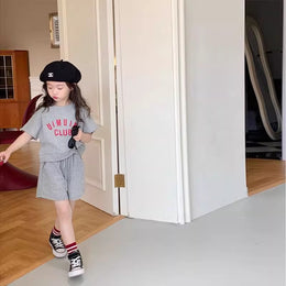 Girls Printed Short Sleeves Pure Cotton T-shirt With Shorts