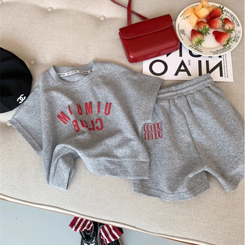 Girls Printed Short Sleeves Pure Cotton T-shirt With Shorts
