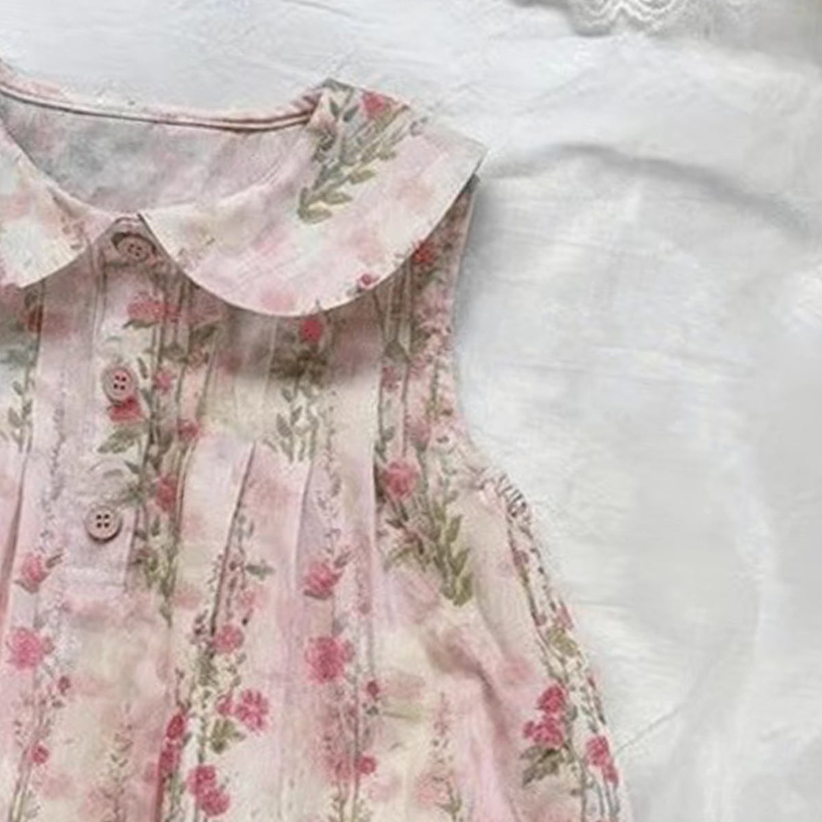 Girls Floral Printed Gathered or Pleated Cotton A-Line Dress