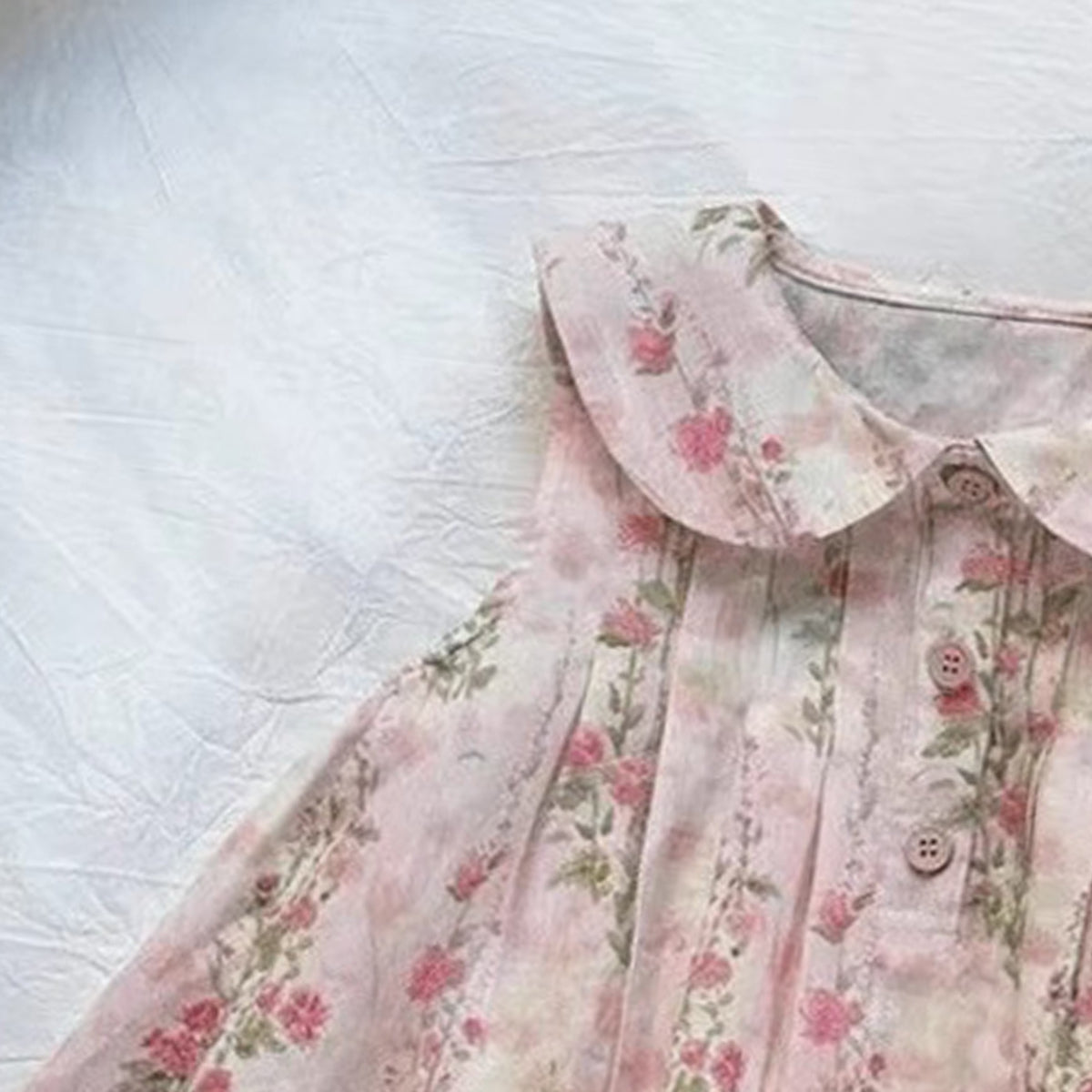 Girls Floral Printed Gathered or Pleated Cotton A-Line Dress