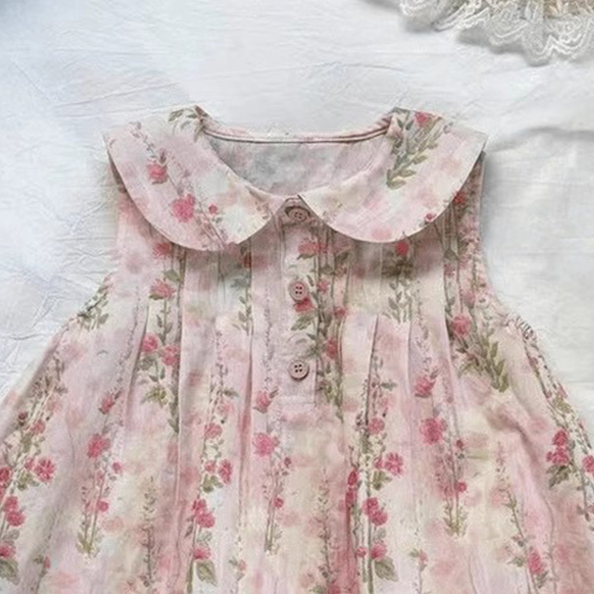 Girls Floral Printed Gathered or Pleated Cotton A-Line Dress