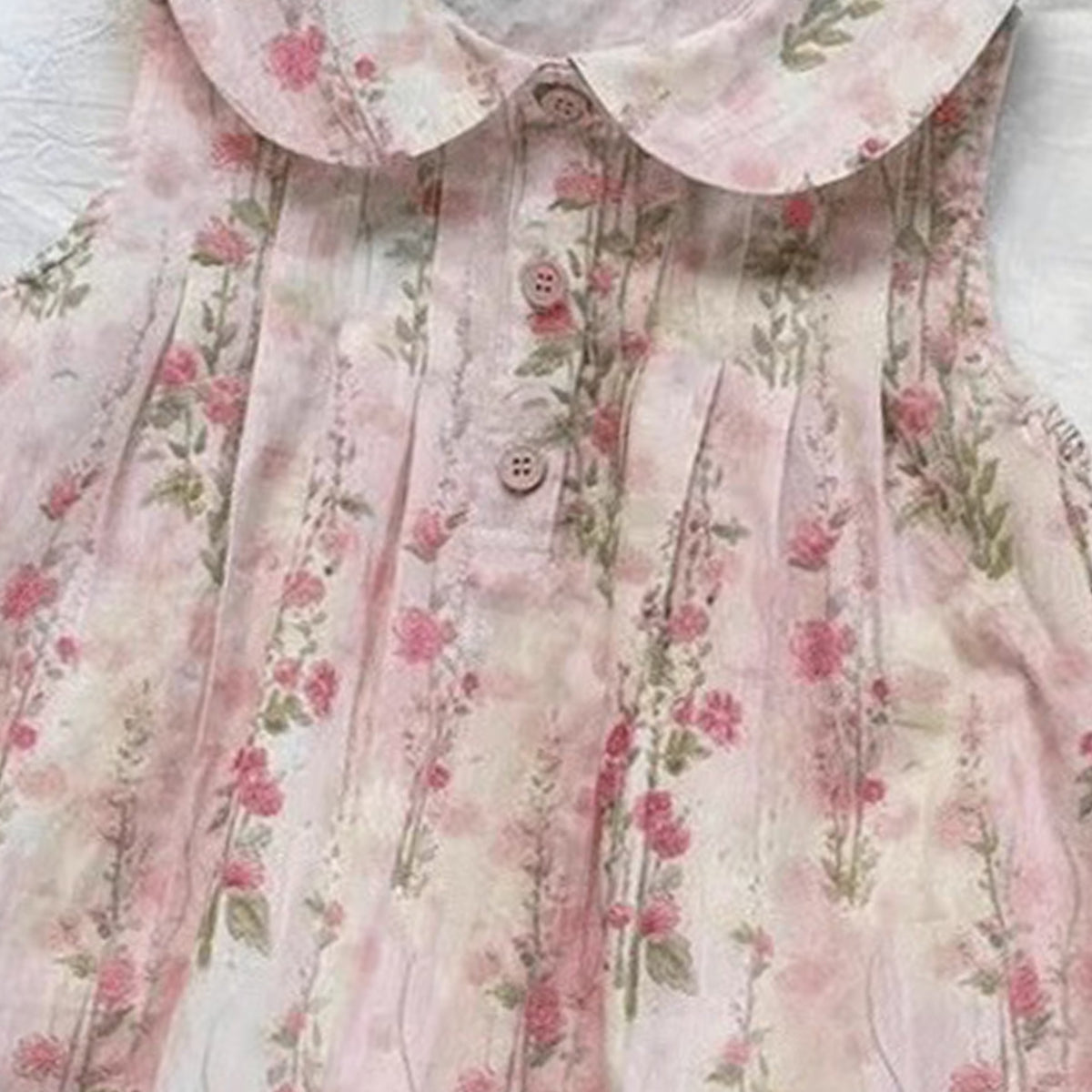 Girls Floral Printed Gathered or Pleated Cotton A-Line Dress