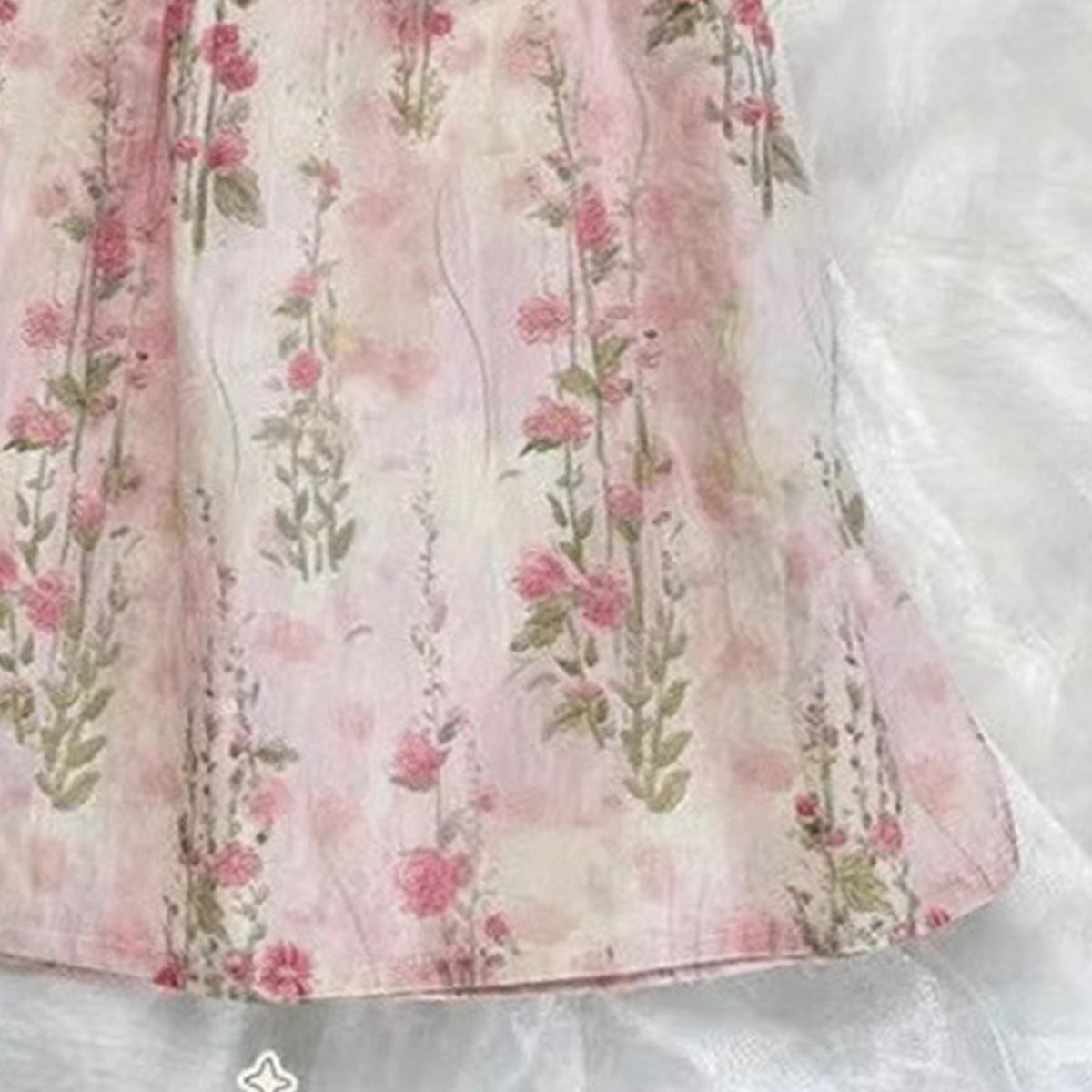 Girls Floral Printed Gathered or Pleated Cotton A-Line Dress