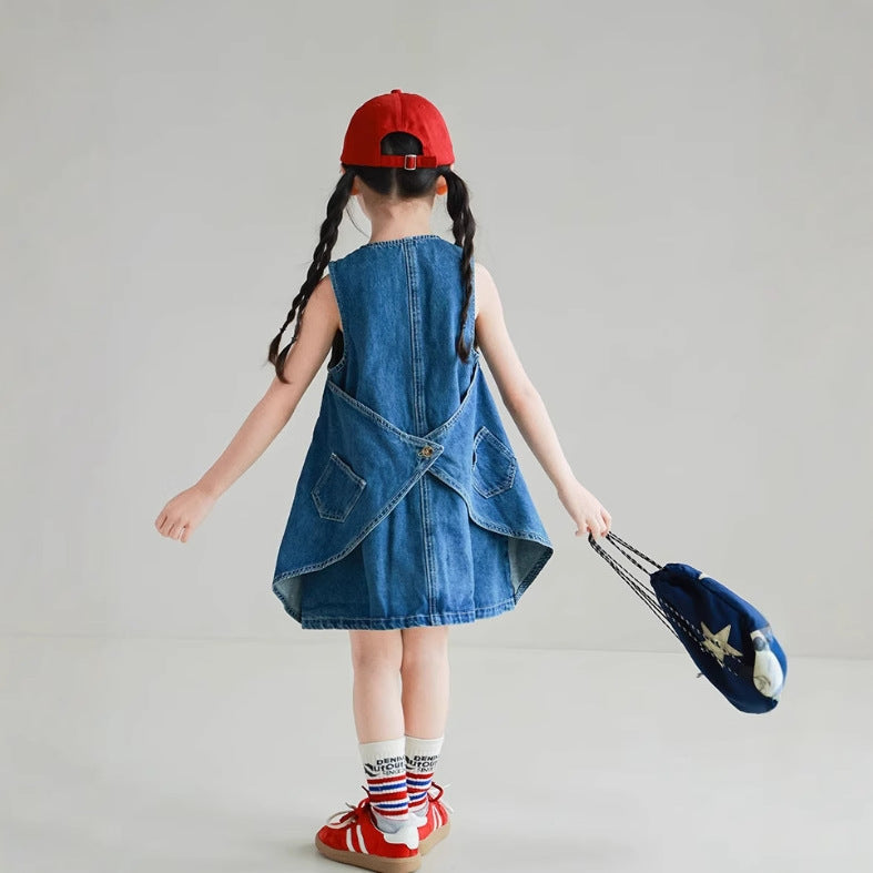 Girls Round Neck A-Line Dress