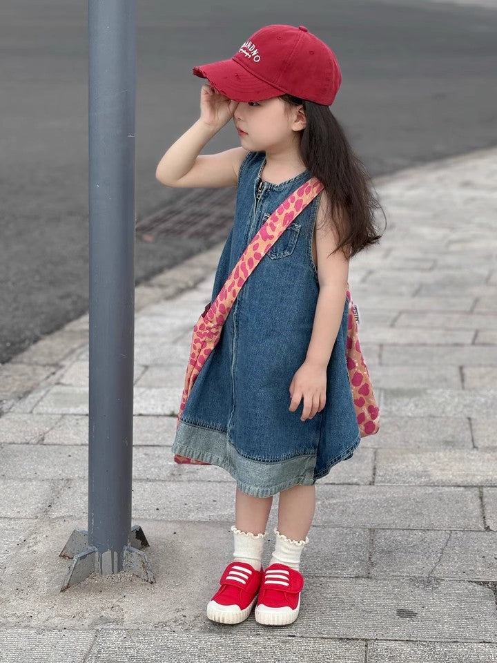 Girls Round Neck A-Line Dress