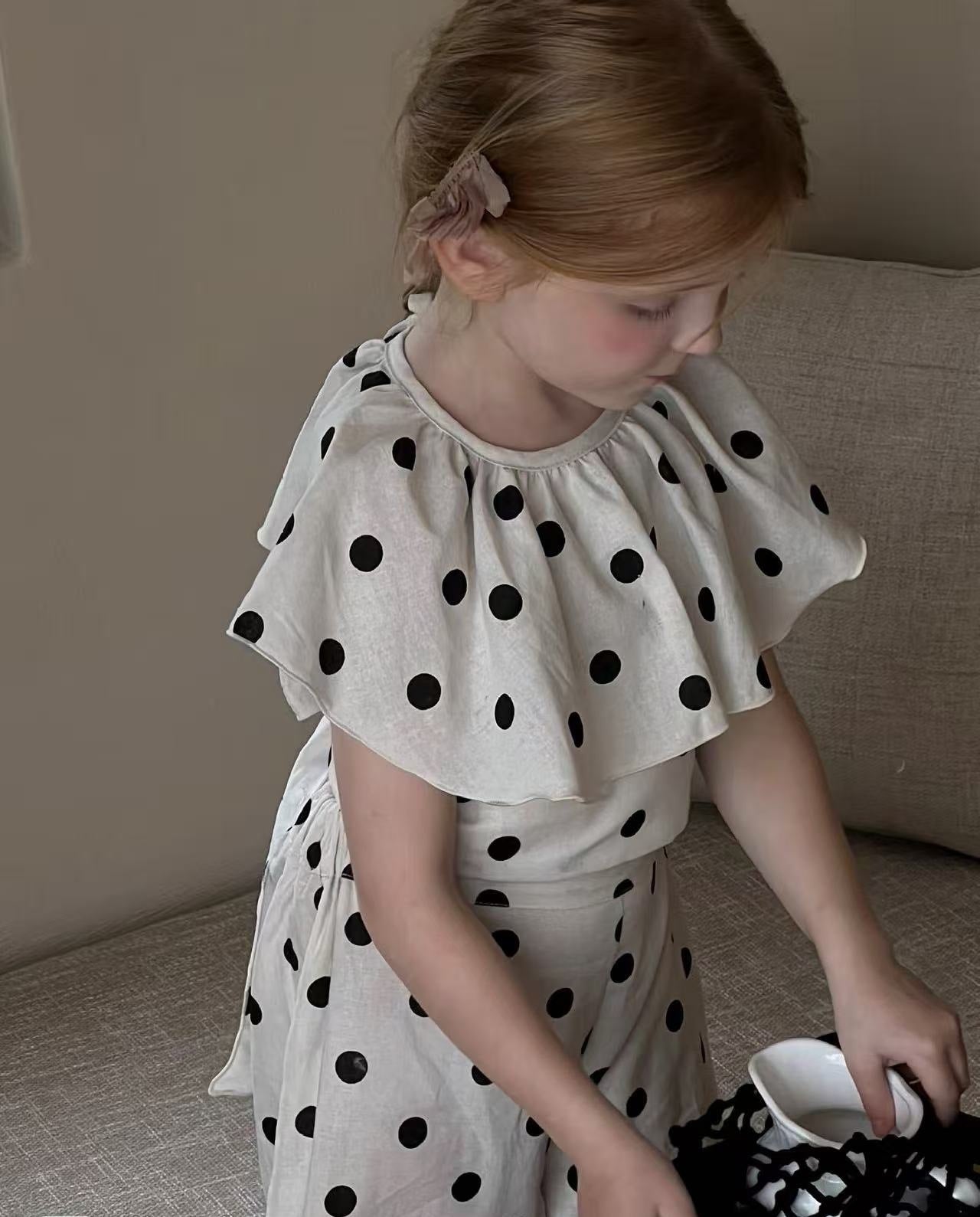 Girls Printed Short Sleeves Pure Cotton Top With Palazzos