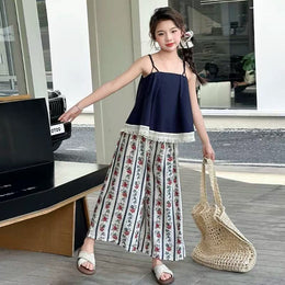 Girls Shoulder Straps Pure Cotton Top With Palazzos