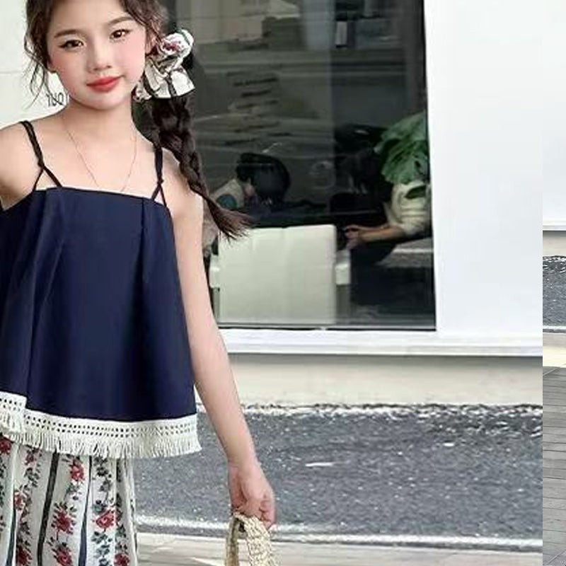 Girls Shoulder Straps Pure Cotton Top With Palazzos