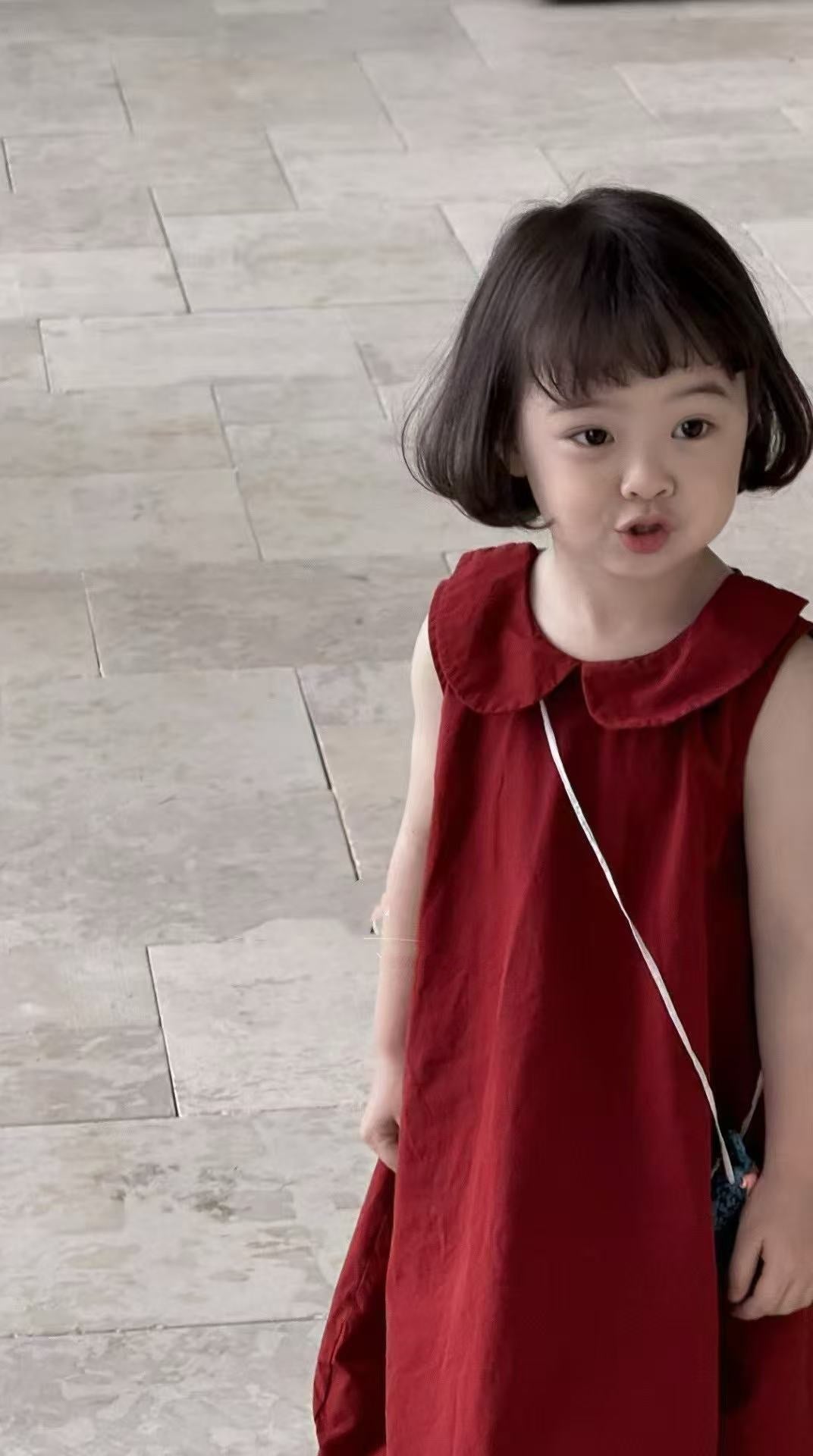 Girls Solid Round Neck Ruffles Cotton A-Line Dress